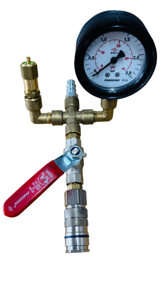 Manometer mit Sicherheitsventil (2,5 bar) mit Schnellkupplungsanschluss